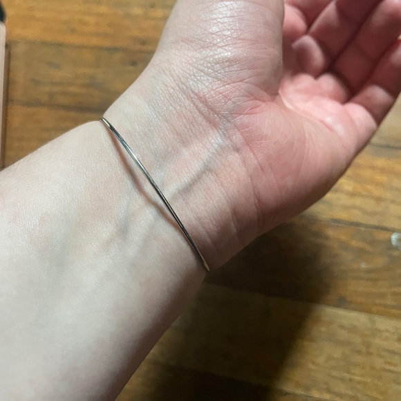 EUC Cool and Interesting CAI Silver Bangle Cuff Bracelet with "J" Gold Initial - Picture 3 of 3